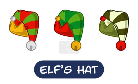 Ilustración de Cartoon Elf Hat Illustration (en inglés). Conjunto de colores de variación. EPS 10 Vector - Imagen libre de derechos