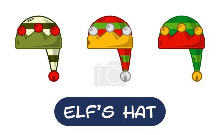 Ilustración de Cartoon Elf Hat Illustration (en inglés). Conjunto de colores de variación. EPS 10 Vector - Imagen libre de derechos