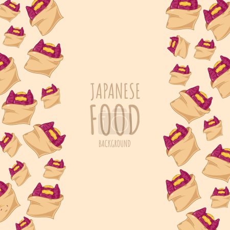 Illustration for Cartoon yakiimo, japanese food frame border backgroun - Royalty Free Image