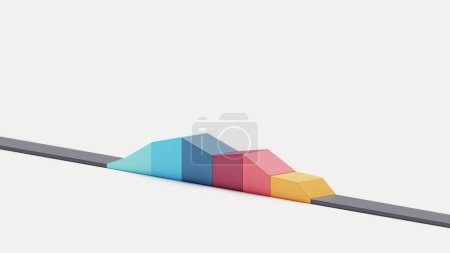 Photo for Roadmap timeline concept 3d rendering. 3D model road and stack color point for event shedule. - Royalty Free Image
