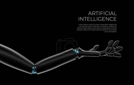 Téléchargez les photos : Concept d'intelligence artificielle. Robot main rendu 3d, Tech, connexion entre la vie et la machine. - en image libre de droit