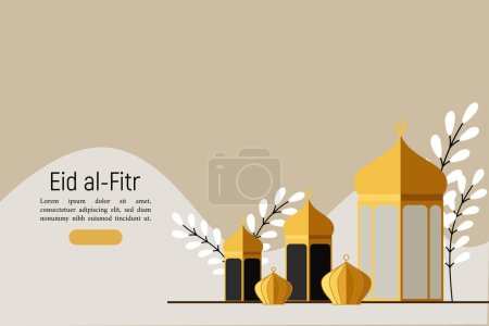 Téléchargez les photos : La fête musulmane du mois saint du Ramadan Aïd al-Fitr. Modèle d'illustration vectorielle pour carte de vœux ou d'invitation, bannière, flyer, poster design, site web. - en image libre de droit
