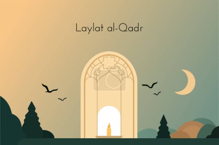 Téléchargez les photos : La fête musulmane du mois saint du Ramadan Laylat al Qadr. Modèle d'illustration vectorielle pour carte de vœux ou d'invitation, bannière, flyer, poster design, site web. - en image libre de droit