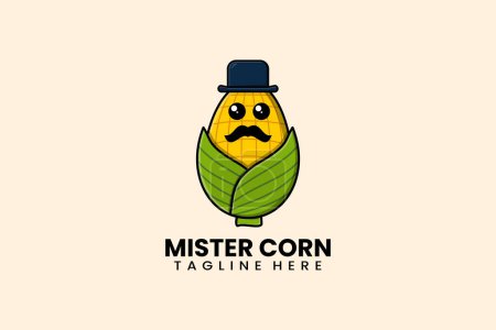 Flat modern template mister corn logo concept vector illustration