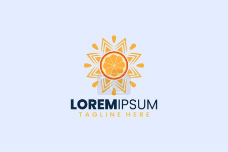 Téléchargez les illustrations : Moderne simple orange fruit soleil logo icône modèle illustration - en licence libre de droit