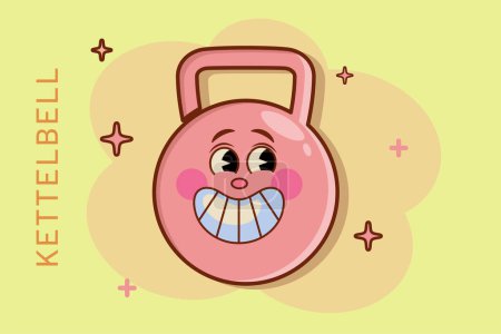 cartoon kettle bell icon in comic gym fitness style concept illustration home fitness business logo