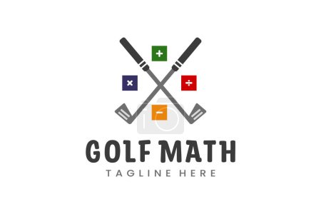Modern Flat design Unique Mathematics Golf Ball club Graphic logo template Minimalist Golfing Logo