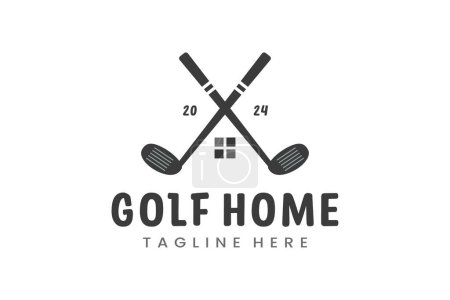 Modern Flat design Unique Home Golf Ball club Graphic logo template Minimalist Golfing Logo template
