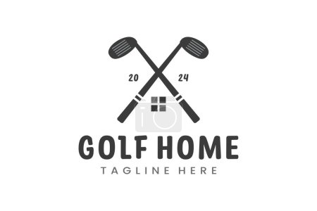 Diseño plano moderno Matemáticas únicas Golf Ball club Plantilla de logotipo gráfico Golfing minimalista Logo