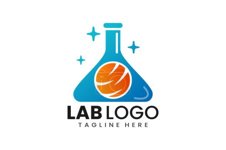 Flat modern simple orange liquid laboratory logo template icon symbol vector design illustration