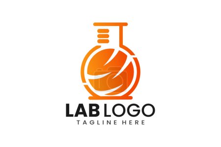 Flat modern simple orange liquid laboratory logo template icon symbol vector design illustration