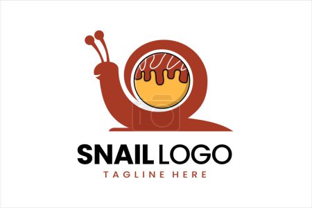 Flat modern simple takoyaki snail logo template icon symbol vector design illustration