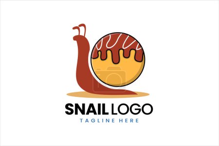Plat moderne simple takoyaki escargot logo icône symbole vectoriel design illustration