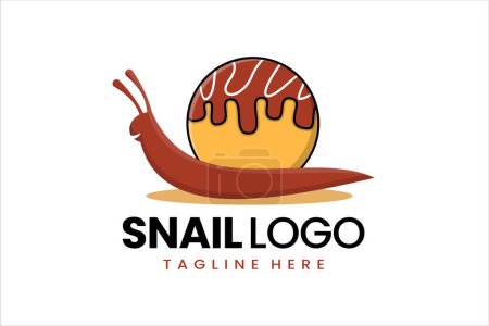 Plano moderno simple takoyaki caracol logotipo plantilla icono símbolo vector diseño ilustración