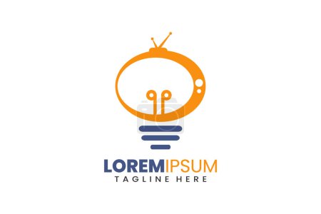 Lampenfernseher Modern Flach Einzigartige Logo-Vorlage und minimalistische Fernsehbirne Logo-Vorlage Design
