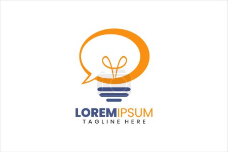 Moderne Flache einzigartige Glühbirnen-Chat-Logo-Vorlage und minimalistische Lampenchat-Kommunikations-Logo-Vorlage