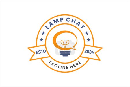 Plantilla de logotipo de chat de bombilla única plana moderna y diseño de plantilla de logotipo de comunicación de chat de lámpara minimalista