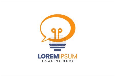 Moderne Flache einzigartige Glühbirnen-Chat-Logo-Vorlage und minimalistische Lampenchat-Kommunikations-Logo-Vorlage