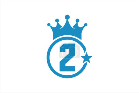 Flat number second two winner achievement champion award label logo template illustration