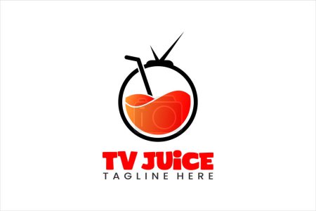 Juice television Modern Flat Unique logo template and Minimalist tv juice logo template design