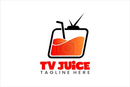 Modèle de logo unique plat moderne de télévision de jus et conception minimaliste de logo de jus de télévision