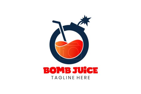 Flat Modern Healthy and fresh juice and bomb logo icon template vector design illustration