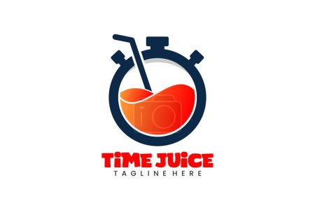 Flat Modern Healthy and fresh juice and time logo icon template vector design illustration