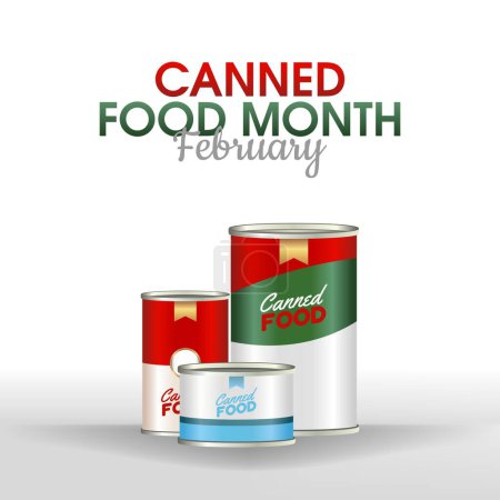 Illustration for Vector graphic of canned food month good for canned food month celebration. flat design. flyer design.flat illustration. - Royalty Free Image