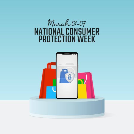 Illustration for Vector graphic of national consumer protection week good for national consumer protection week celebration. flat design. flyer design.flat illustration. - Royalty Free Image