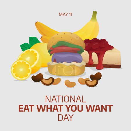 vector graphic of national eat what you want day good for national eat what you want day celebration. flat design. flyer design.flat illustration.