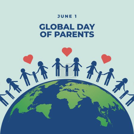 Illustration for Vector graphic of global day of parents good for global day of parents celebration. flat design. flyer design.flat illustration. - Royalty Free Image