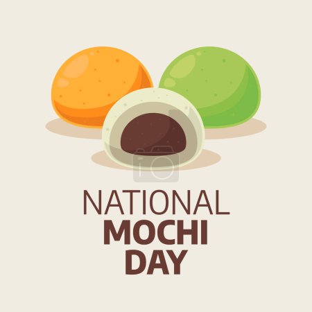 Vektorgrafik des National Mochi Day gut für die Feierlichkeiten zum National Mochi Day. flache Bauweise. Flyer entwerfen, flache Abbildung.