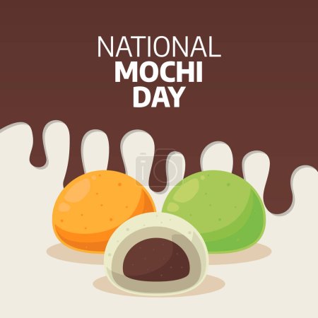 gráfico vectorial del Día Nacional de Mochi bueno para la celebración del Día Nacional de Mochi. diseño plano. flyer design.flat ilustración.