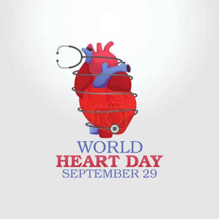 Gráfico vectorial del día del corazón mundial bueno para la celebración del día del corazón mundial. diseño plano. flyer design.flat ilustración.
