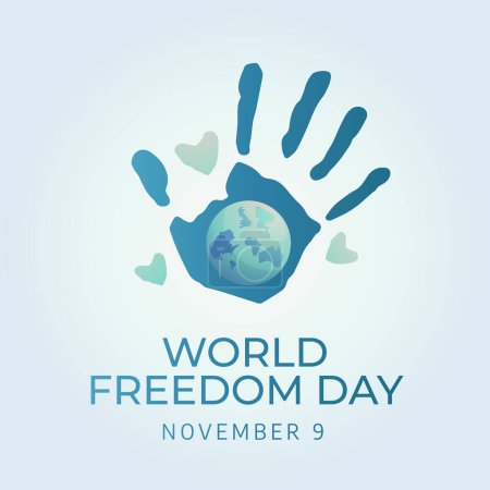 Illustration for Flyers promoting World Freedom Day or associated events can utilize World Freedom Day-related vector graphics. design of a flyer, a celebration. - Royalty Free Image