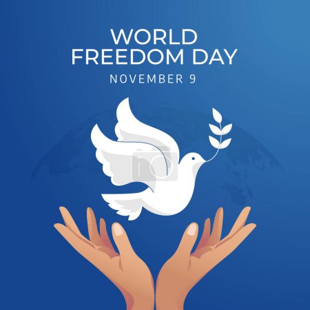 Illustration for Flyers promoting World Freedom Day or associated events can utilize World Freedom Day-related vector graphics. design of a flyer, a celebration. - Royalty Free Image
