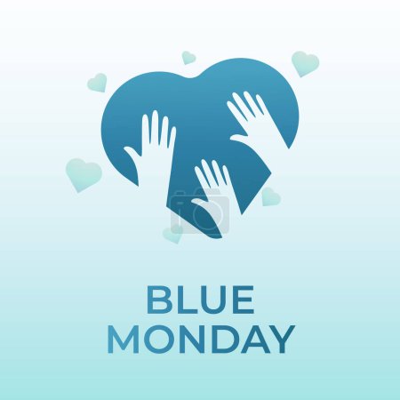Illustration for Flyers honoring Blue Monday or promoting associated events can utilize Blue Monday-related vector graphics. design of flyers, celebratory materials. - Royalty Free Image