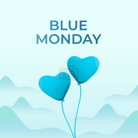 Illustration for Flyers honoring Blue Monday or promoting associated events can utilize Blue Monday-related vector graphics. design of flyers, celebratory materials. - Royalty Free Image