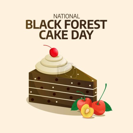 Téléchargez les illustrations : Graphique vectoriel de la Journée nationale des gâteaux de la Forêt Noire idéal pour la célébration de la Journée nationale des gâteaux de la Forêt Noire. - en licence libre de droit