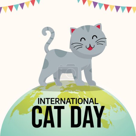 gráfico vectorial del Día Internacional del Gato ideal para la celebración del Día Internacional del Gato.