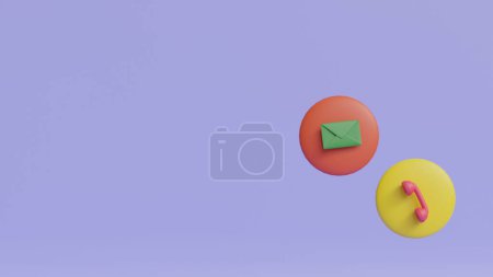 Photo for Email and phone symbol icon on green background, 3D rendering - Royalty Free Image
