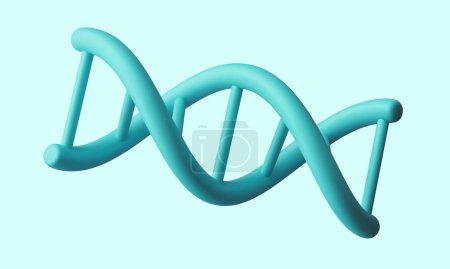Illustration for 3d realistic medical spiral genetic dna isolated in blue background. Banner for molecular chemistry, physics science, biochemistry in cartoon style. Vector illustration. - Royalty Free Image