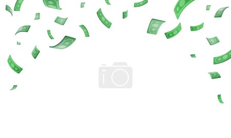 Set of 3d realistic falling green paper currency. Paper money bill flying. Vector illustration.
