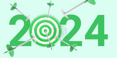 Neues Jahr realistisches Ziel und Ziele mit dem Symbol des Jahres 2023 aus roten Ziel und Pfeile. Zielkonzept für das neue Jahr 2023 Vektorillustration.