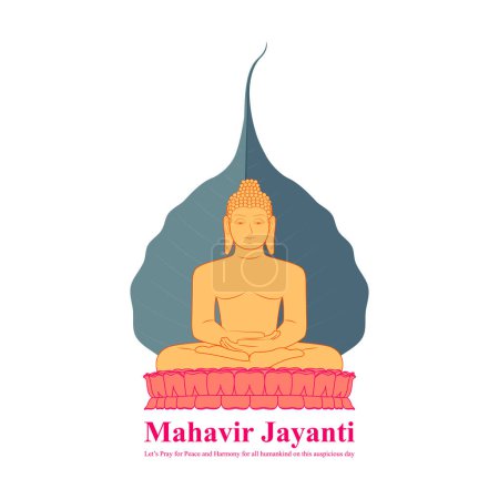 Foto de Ilustración vectorial de Mahavir Jayanti desea bandera - Imagen libre de derechos