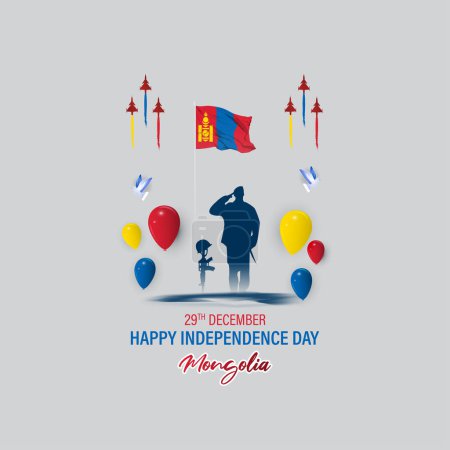Ilustración de Ilustración vectorial del feliz día de la independencia de Mongolia - Imagen libre de derechos