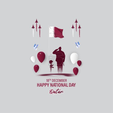 Illustration for Vector illustration of happy Qatar national day - Royalty Free Image