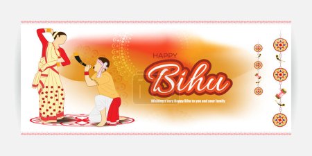 Téléchargez les illustrations : Illustration vectorielle du festival Happy Bihu Assamese New Year Harvest - en licence libre de droit