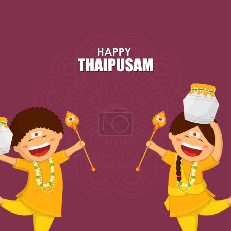 Concepto de ilustración vectorial del saludo feliz de Thaipusam o Thaipoosam