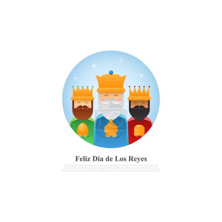 Illustration for Vector illustration of Happy Epiphany Christian festival three wise men - Royalty Free Image